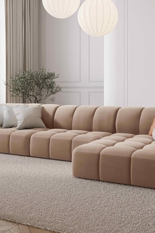 Canapé modulable Adams - Beige - 5 places - Tissu toucher velours
