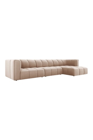 Canapé modulable Adams - Beige - 5 places - Tissu toucher velours