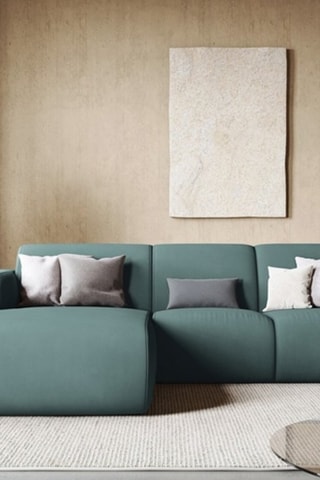 Canapé d'angle gauche Lola - Vert de mer - 4 places - Tissu structuré