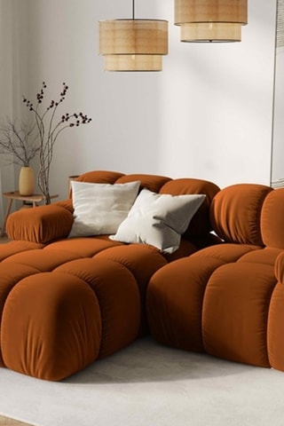 Canapé d'angle gauche modulable Tropea - Terracotta - 3 places - Toucher velours