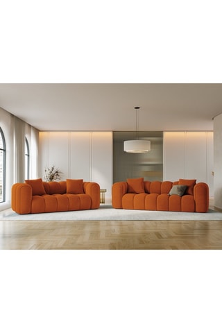 Canapé modulaire Arden - Rouge brique - 4 places - En tissu velours