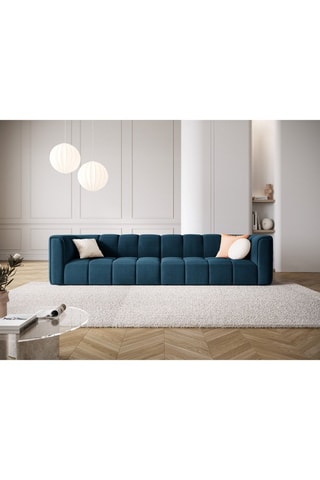 Canapé modulaire Adams - Bleu roi - 4 places - Revêtement tissu chenille rebel et velours