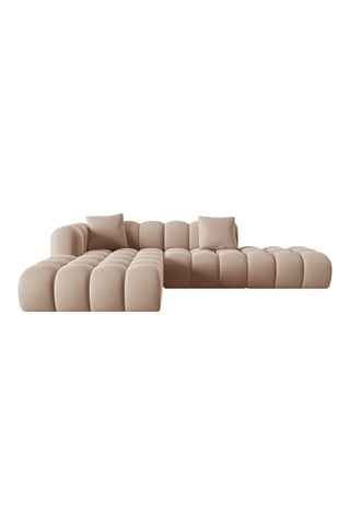 Canapé d'angle gauche Halley - Beige - 5 places - En tissu velours