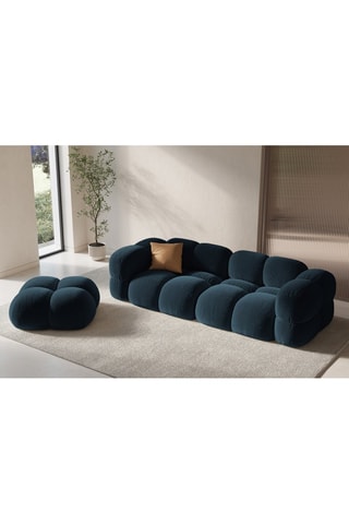 Pouf Loretto - Bleu pétrole - Toucher velours