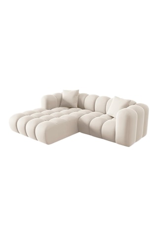 Canapé d’angle gauche modulaire Halley - Beige - 3 places - En tissu velours