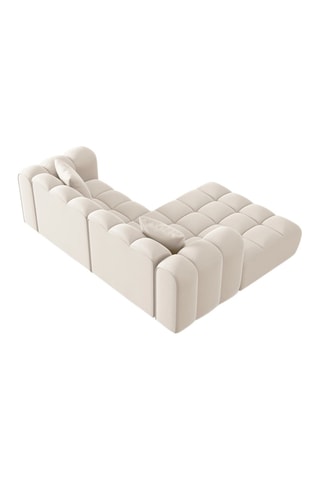 Canapé d’angle gauche modulaire Halley - Beige - 3 places - En tissu velours