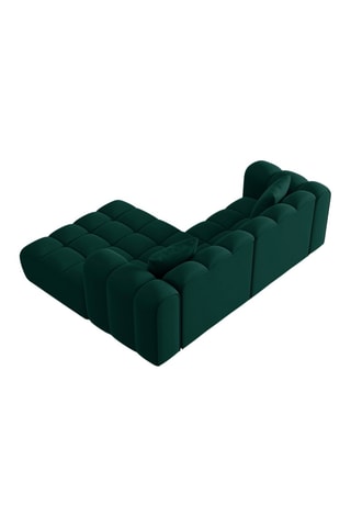 Canapé d’angle droit modulaire Halley - Vert - 3 places - En tissu velours