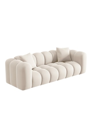 Canapé modulable Halley - Beige clair - 3 places - En tissu velours