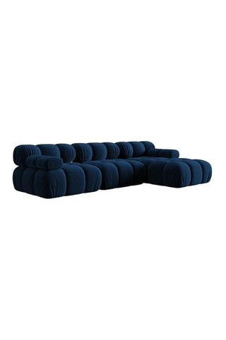 Canapé d'angle droit modulable Tropea - Bleu roi - 4 places - Toucher velours