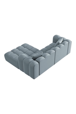 Canapé d’angle droit modulaire Halley - Bleu - 3 places - En tissu velours