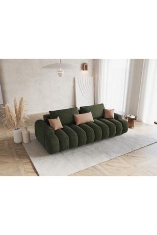 Canapé convertible Kimi - Vert foncé - 4 places - Toucher velours