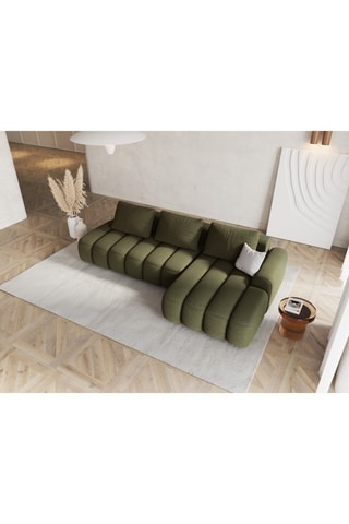 Canapé d'angle droit convertible Kimi - Vert - 4 places - En polyester