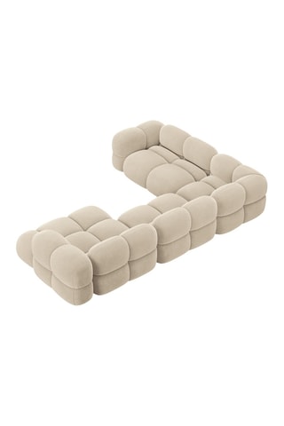 Canapé d’angle gauche panoramique Loretto - Beige clair - 5 places - Toucher velours