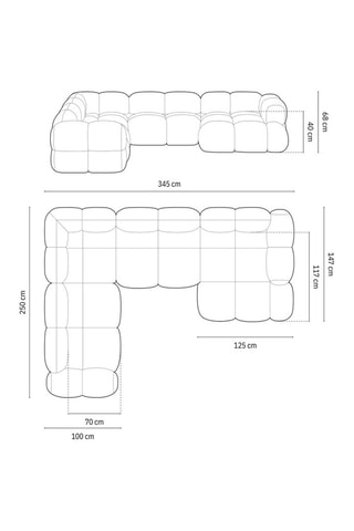 Canapé d’angle gauche panoramique Loretto - Beige clair - 5 places - Toucher velours