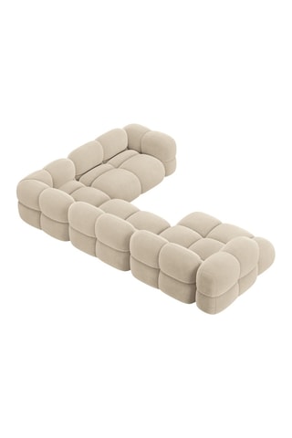 Canapé d'angle droit panoramique Loretto - Beige clair - 5 places - Toucher velours