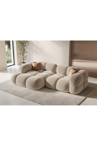 Canapé d’angle gauche Loretto - Beige clair - 3 places - Toucher velours