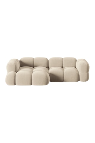 Canapé d’angle gauche Loretto - Beige clair - 3 places - Toucher velours