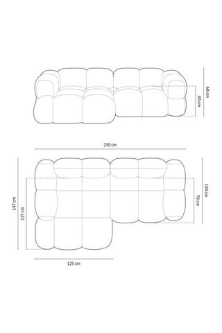 Canapé d’angle gauche Loretto - Beige clair - 3 places - Toucher velours