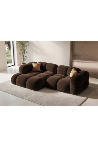 Canapé d’angle gauche Loretto - Marron - 3 places - Toucher velours