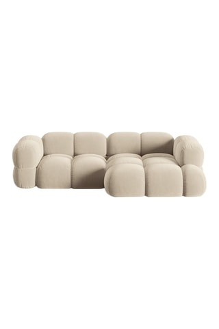Canapé d’angle droit Loretto - Beige clair - 3 places - Toucher velours