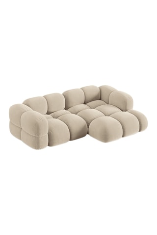 Canapé d’angle droit Loretto - Beige clair - 3 places - Toucher velours