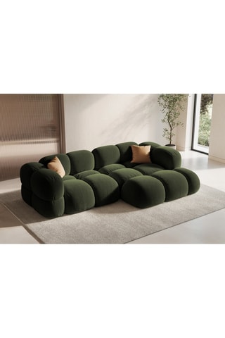 Canapé d’angle droit Loretto - Vert foncé - 3 places - Toucher velours