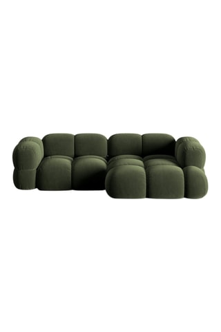 Canapé d’angle droit Loretto - Vert foncé - 3 places - Toucher velours