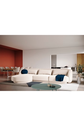 Canapé d'angle gauche Tulum - Beige clair - 4 places - Tissu velours