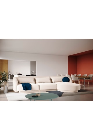 Canapé d'angle droit Tulum - Beige clair - 4 places - Tissu velours