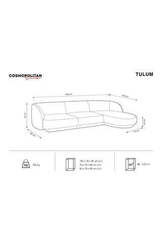 Canapé d'angle droit Tulum - Beige clair - 4 places - Tissu velours