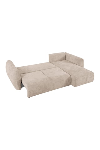 Canapé d'angle droit convertible avec coffre de rangement Matera - Beige - 4 places - En tissu chenille