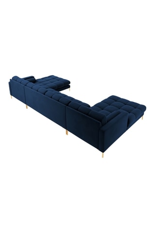 Canapé panoramique Bali - Bleu roi - 7 places - Toucher velours