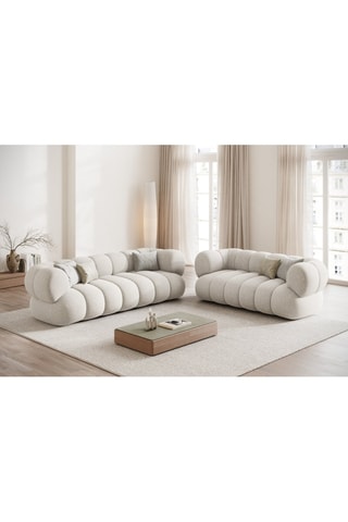 Canapé Koge - Beige clair - 2 places - En tissu chenille