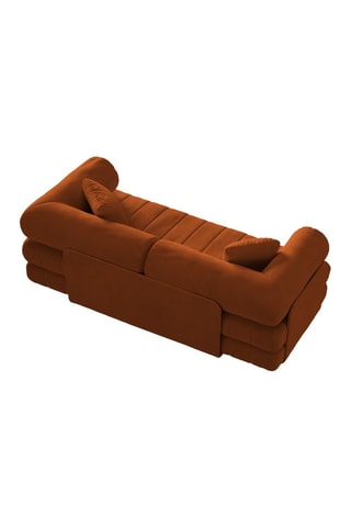 Canapé convertible Kemi - Rouge brique - 3 places - En tissu velours