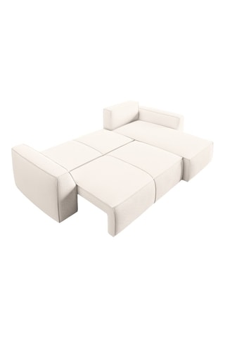 Canapé d'angle droit convertible Fennel - Ivoire - 3 places - En tissu velours côtelé