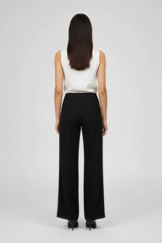 Pantalon wide legs en laine - Noir et doré