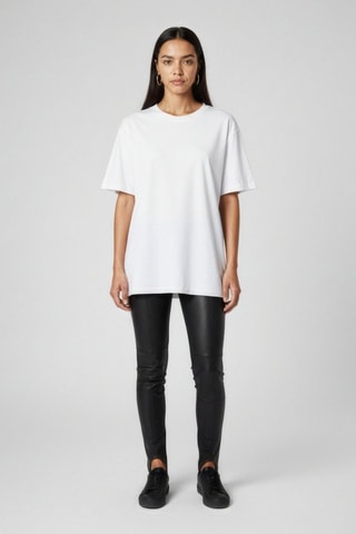 Pantalon taille haute en cuir - Noir