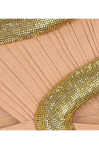 Robe asymétrique sans manches - Taupe et doré