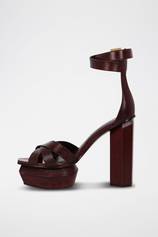 Sandales à talons en cuir - Bordeaux