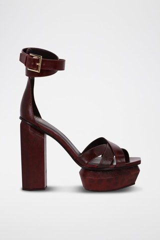 Sandales à talons en cuir - Bordeaux