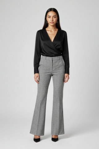 Pantalon droit en laine - Blanc et noir