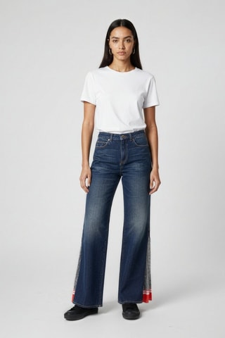 Jean flare - Bleu et rouge