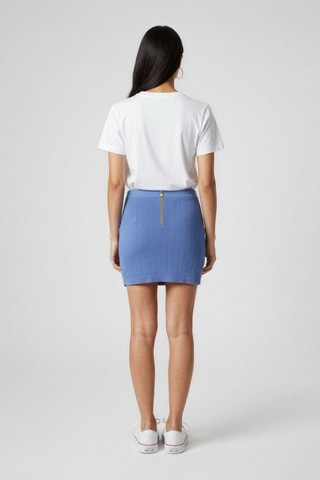 Jupe taille haute boutonnée - Bleu