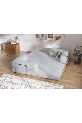 Sofá cama Smart - Gris claro - 2 plazas - De tela de terciopelo