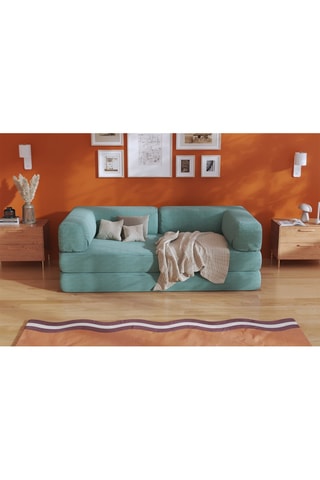 Sofá cama Smart - Verde - 2 plazas - De tela de terciopelo