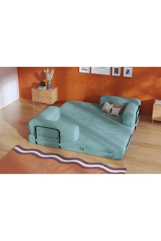 Sofá cama Smart - Verde - 2 plazas - De tela de terciopelo