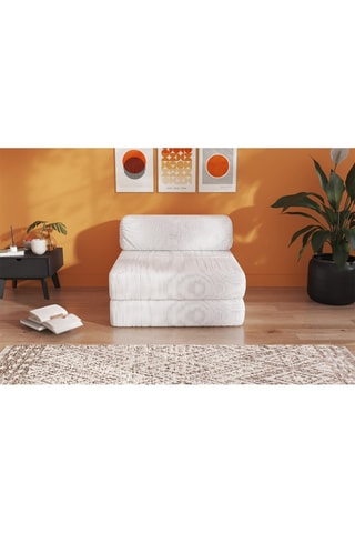 Sillón bajo cama Smart - Blanco - 1 plaza - De tela de terciopelo