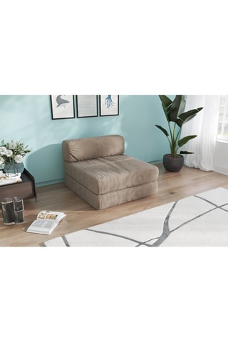 Sillón bajo cama Smart - Beige - 1 plaza - De tela de terciopelo