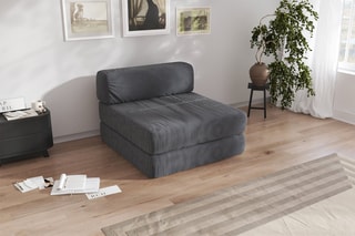 Sillón bajo cama Smart - Antracita - 1 plaza - De tela de terciopelo
