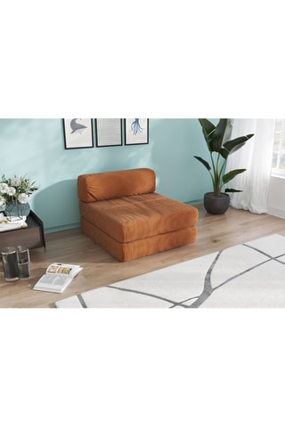 Sillón bajo cama Smart - Marrón - 1 plaza - De tela de terciopelo
